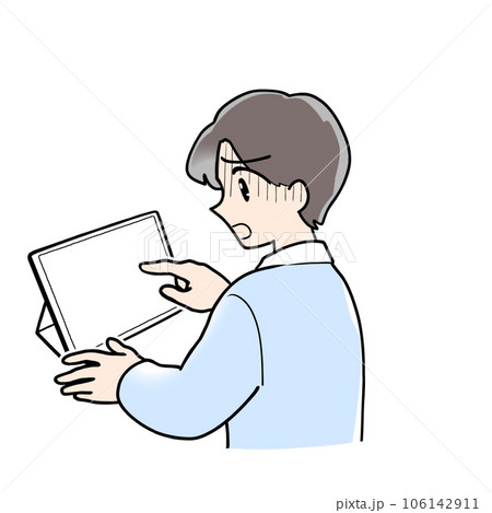 タブレットを操作する男性のイラスト 106142911