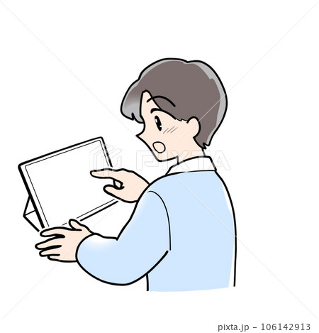 タブレットを操作する男性のイラスト 106142913