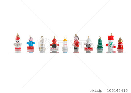 beautiful wooden Christmas toys on a white background beautiful wooden Christmas toys on a white background 106143416