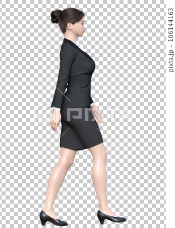 3D illustration of a career woman taking her first steps in walking 106144163