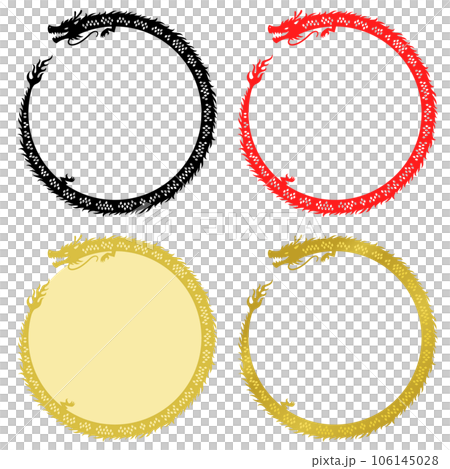 Circular dragon silhouette frame set 106145028