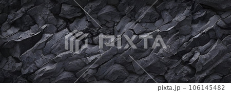 ごつごつした岩肌の背景　テクスチャ　黒 106145482