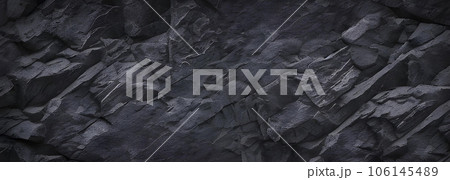 ごつごつした岩肌の背景　テクスチャ　黒 106145489