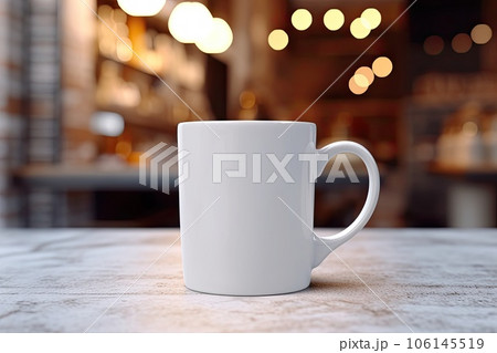 White blank mug mockup photo realistic illustration - Generative AI. 106145519