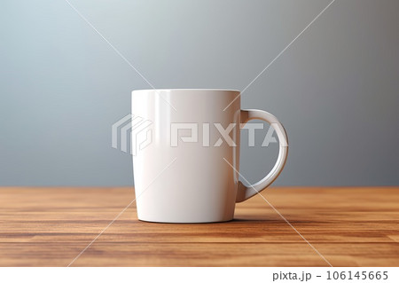 White blank mug mockup photo realistic illustration - Generative AI. White blank mug mockup photo realistic illustration - Generative AI. 106145665