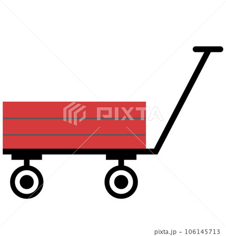 Garden cart icon.  Farm wheelbarrow sing. Garden wagon symbol. flat style. 106145713