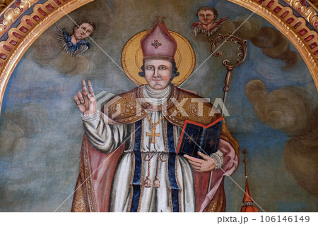 Saint Wolfgang, altarpiece in the chapel of St. Wolfgang in Vukovoj, Croatia 106146149