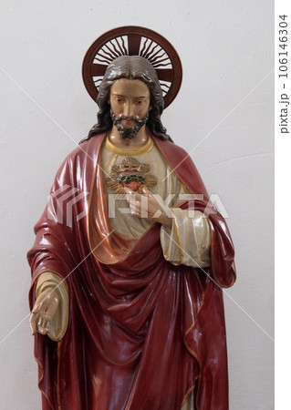 Sacred Heart of Jesus statue in the Church of Assumption of the Virgin Mary in Pokupsko, Croatia 106146304