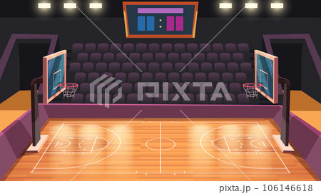a basketball court side view cartoon design 106146618