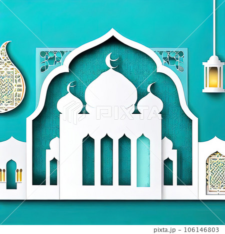 Ramadan Kareem! Vector illustration of abstract paper cut mosque, crescent, pattern, window and street , background or wallpaper. Ramadan Kareem! Vector illustration of abstract paper cut mosque, crescent, pattern, window and street , background or wallpaper. 106146803
