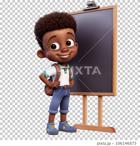 Cartoon Boy Standing in Front of Blackboard - Stock Illustration ...