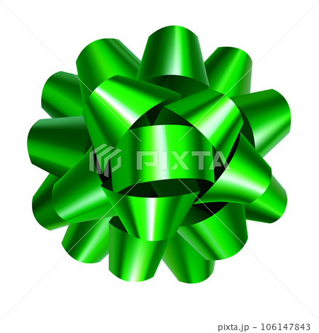Bright green ribbon bow isolated on white Bright green ribbon bow isolated on white 106147843