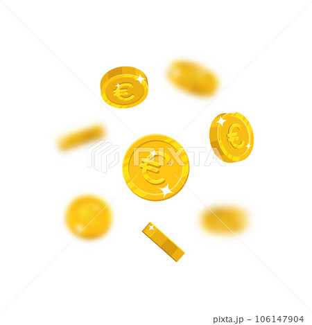 Gold euro flying cartoon isolated Gold euro flying cartoon isolated 106147904