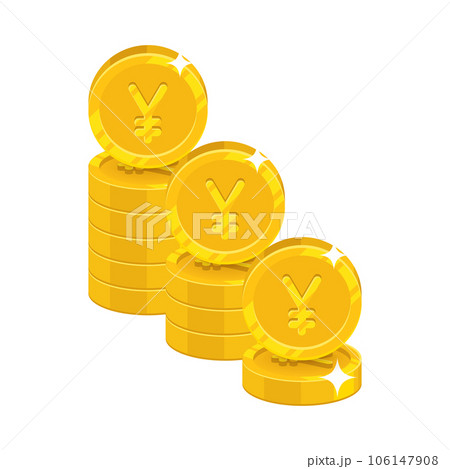 Piles gold Chinese yuan or Japanese yen isolated cartoon icon 106147908