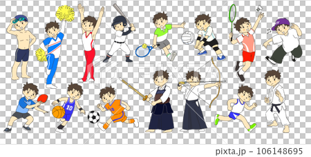 男子　運動部　イラストセット　いろんなスポーツ 106148695