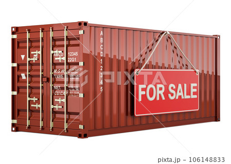 Cargo container with for sale hanging sign, 3D rendering Cargo container with for sale hanging sign, 3D rendering 106148833