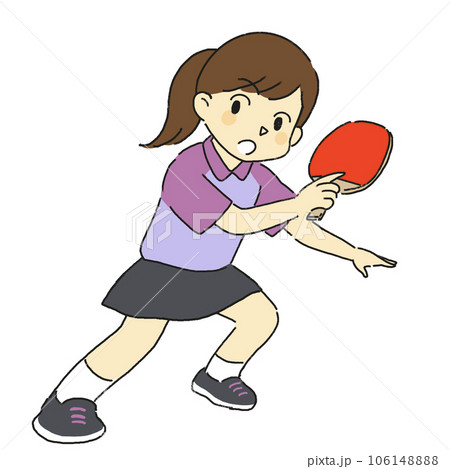 卓球　部活　運動部　スポーツ　ラケットを持つ女の子 106148888
