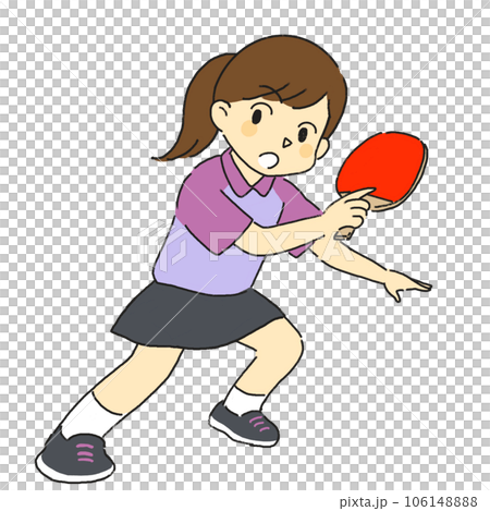 卓球　部活　運動部　スポーツ　ラケットを持つ女の子 106148888