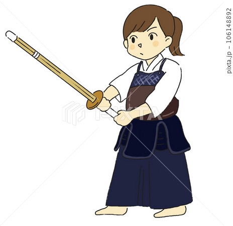 剣道　部活　運動部　スポーツ　竹刀を構える女の子 106148892