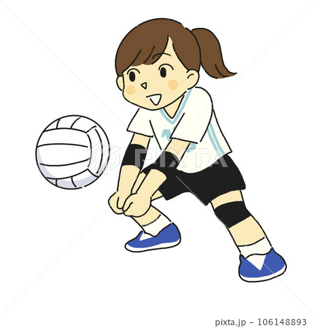 バレーボール、部活　運動部　スポーツ　レシーブをする女の子 106148893