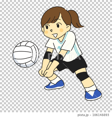 バレーボール、部活　運動部　スポーツ　レシーブをする女の子 106148893