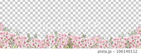 Floral seamless horizontal background. Watercolor illustration of a spring flowers.Perfect for for for wedding invitation, greetings card. 106149112