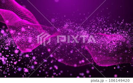 3D abstract digital technology pink light particles network on pink background. 3D abstract digital technology pink light particles network on pink background. 106149420