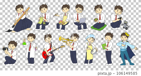 Club activities, cultural club, illustration set, boy Club activities, cultural club, illustration set, boy 106149585