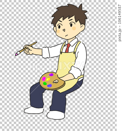 美術部 部活 文化部 油絵を描く男の子 美術部 部活 文化部 油絵を描く男の子 106149587