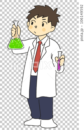 Science department, club activities, culture department, boy wearing a white coat and doing an experiment 106149592