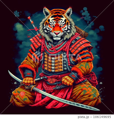 Noble tiger samurai in armor, tiger samurai on guard Noble tiger samurai in armor, tiger samurai on guard 106149695
