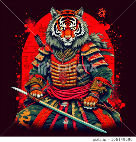 Noble tiger samurai in armor, tiger samurai on guard Noble tiger samurai in armor, tiger samurai on guard 106149696