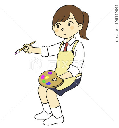 美術部 部活 文化部 油絵を描く女の子 美術部 部活 文化部 油絵を描く女の子 106149841