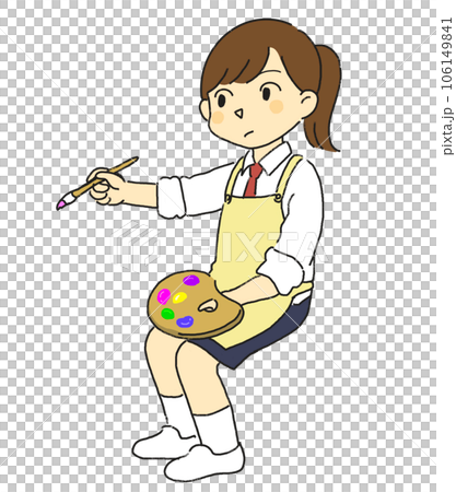 美術部 部活 文化部 油絵を描く女の子 美術部 部活 文化部 油絵を描く女の子 106149841
