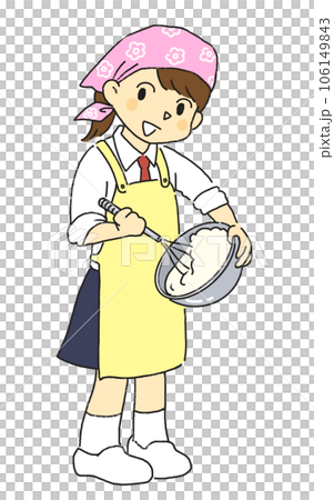 調理部　部活　文化部　お菓子作りをする女の子 106149843