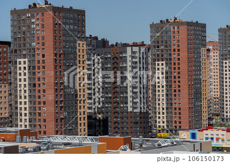 Facade of a modern residential building, building texture 106150173