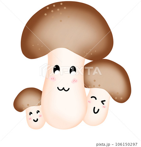 mushrooms cartoon with smiling face 106150297