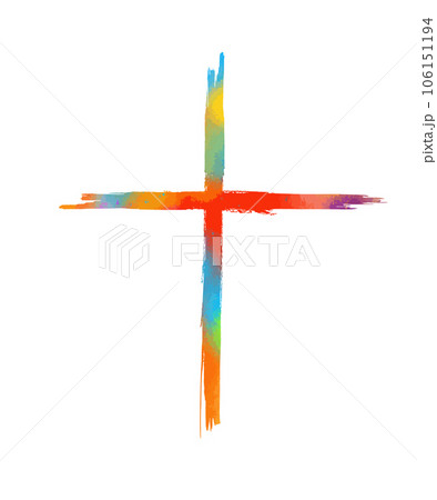 Colored religious cross brushstroke. Vector illustration 106151194