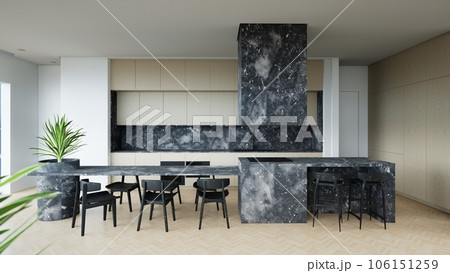 Modern Luxurious Kitchen Interior Design, 3d render Modern Luxurious Kitchen Interior Design, 3d render 106151259