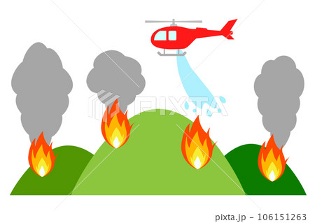 ヘリコプターによる山火事の消火活動 106151263