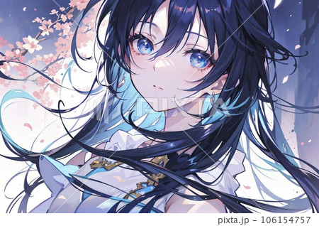 白いドレスの少女、青い瞳に映る夢のイラスト素材 [106154757] - PIXTA