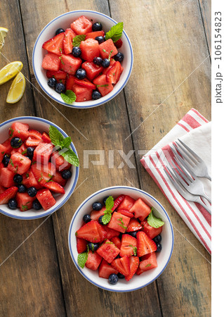 Juicy and refreshing summer fruit salad with watermelon Juicy and refreshing summer fruit salad with watermelon 106154823