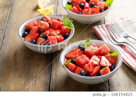 Juicy and refreshing summer fruit salad with watermelon 106154825