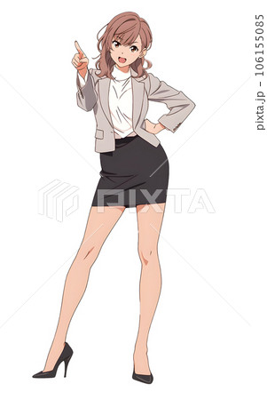 指さしビジネスウーマンのイラスト素材 [106155085] - PIXTA