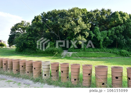 高槻市　いましろ大王の杜（今城塚古墳｝の墳丘と円筒埴輪列 106155099