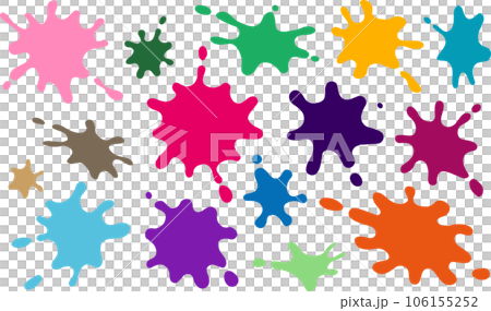 カラフルな手描きのインク汚れセット カラフルな手描きのインク汚れセット 106155252