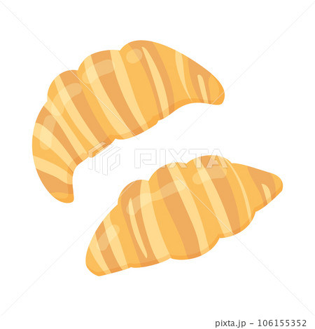 美味しそうな焼き色の、焼きたてクロワッサンのイラスト 106155352