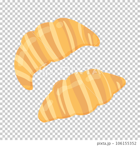 美味しそうな焼き色の、焼きたてクロワッサンのイラスト 106155352