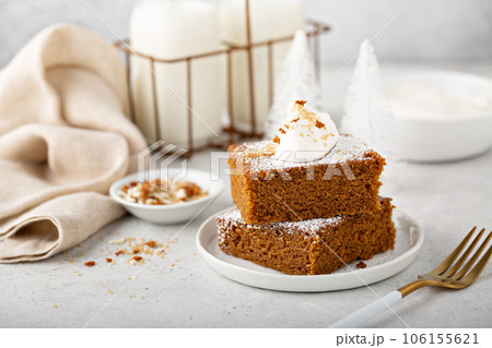 Gingerbread spiced bars with powdered sugar for Christmas Gingerbread spiced bars with powdered sugar for Christmas 106155621
