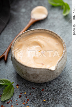Homemade creamy chili dip sauce or dressing 106156056